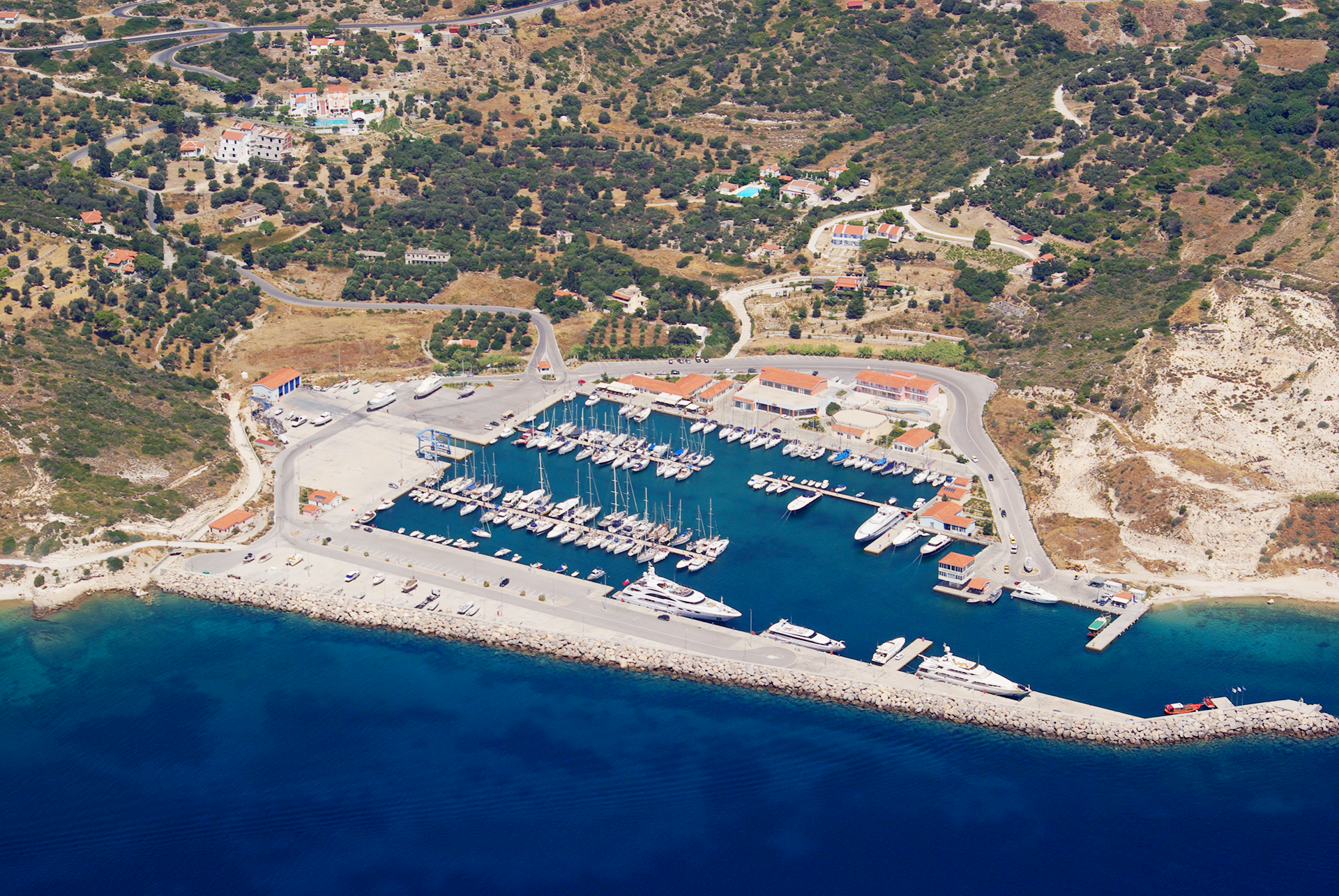 Aerial of Pythagorion Port - Veinoglou Yachting Agency